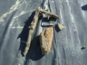 Debris found on the reservoir liner