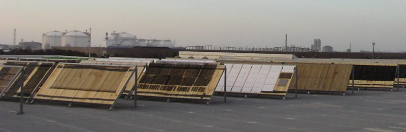 Photo from Taiwan site of outdoor exposure testing of geosynthetics